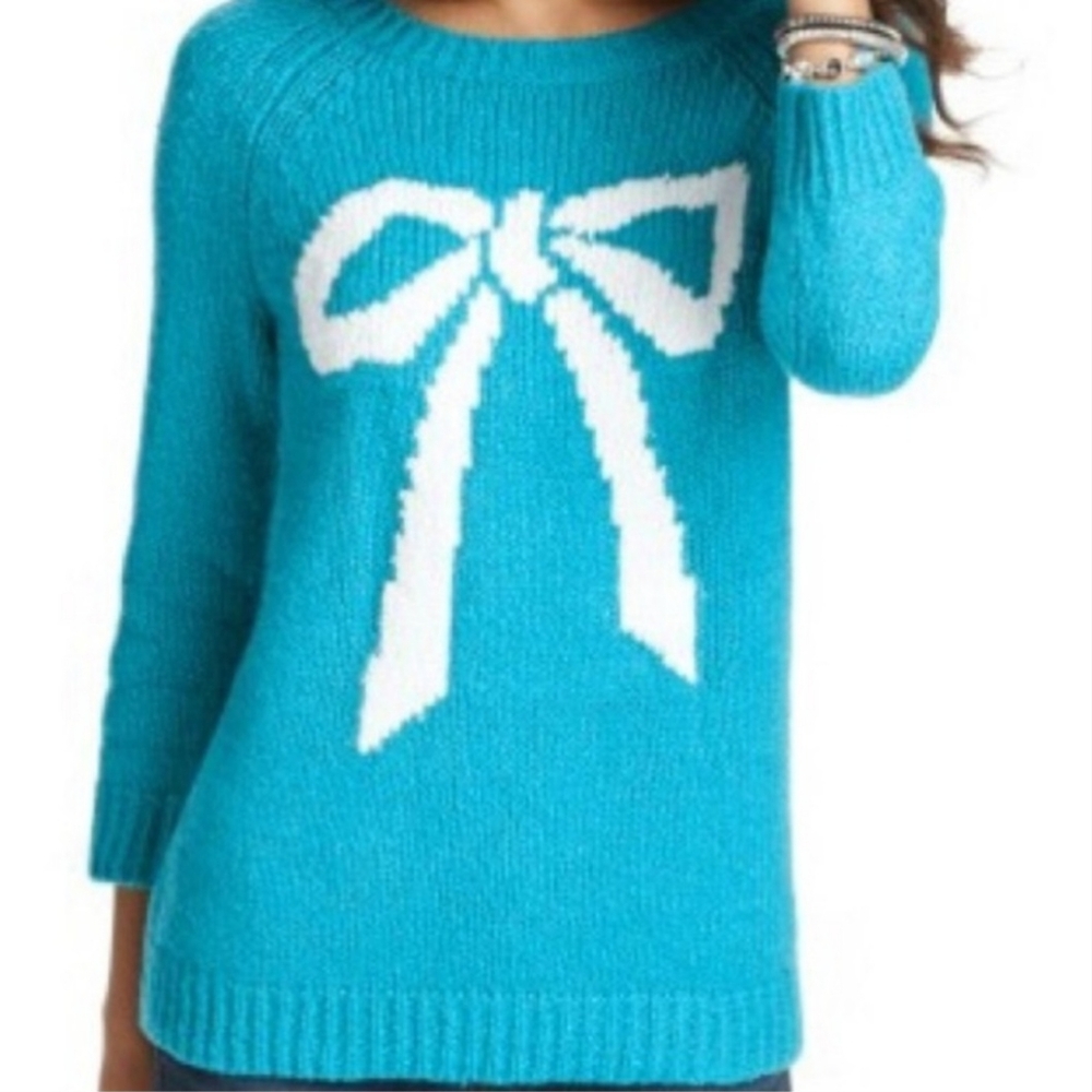 LOFT Tiffany Bow Wool Knit Holiday Cozy Soft Sweater Size Small